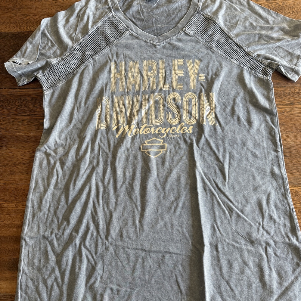 Harley-Davidson Gray Tee with Gold Accents